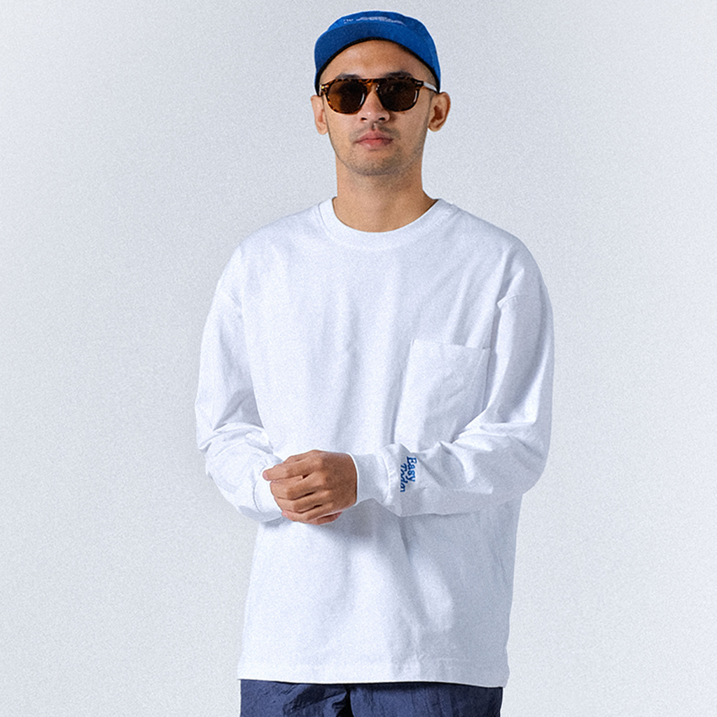 Orca Oversized Long Tees Pocket White