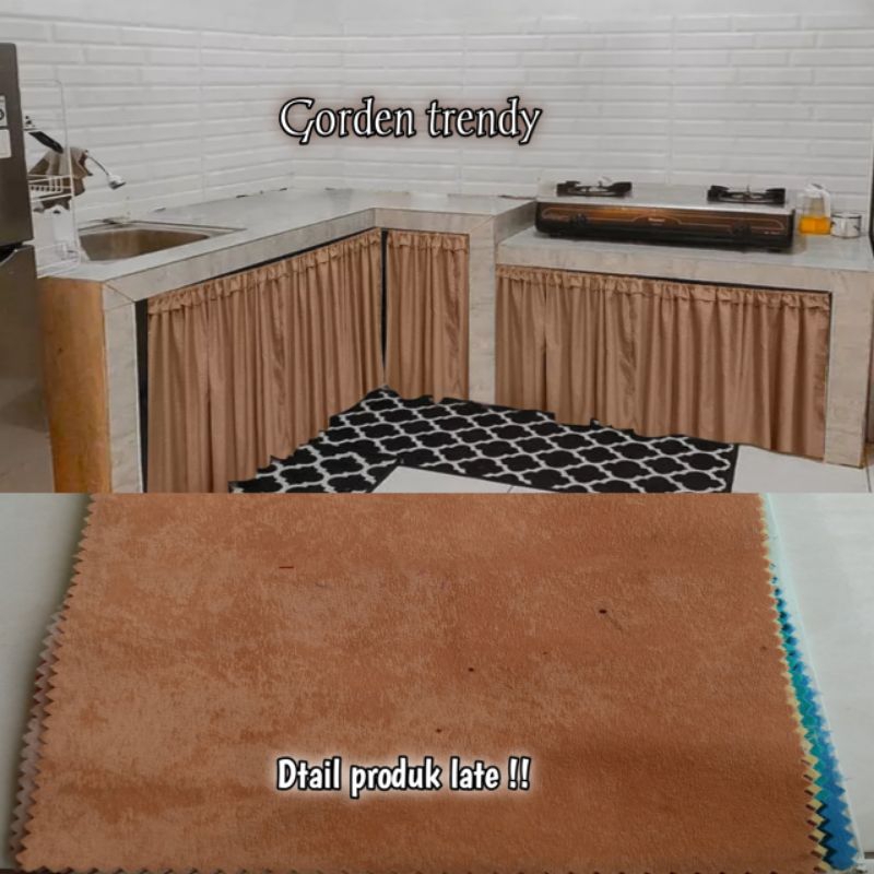 gorden kolong dapur minimalis/ gorden meja kompor model kerut/ gorden polos/ Hordeng gorden murah me