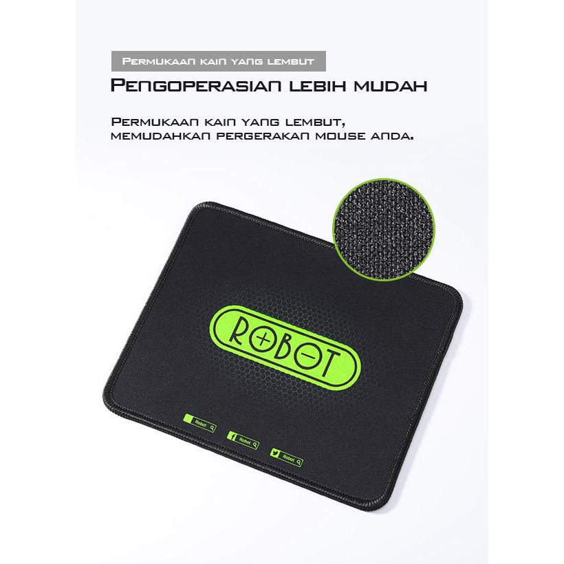 Mousepad Anti Slip ROBOT RP01 Gaming Polos Hitam Murah Rubber Original - Garansi Resmi 1 Tahun