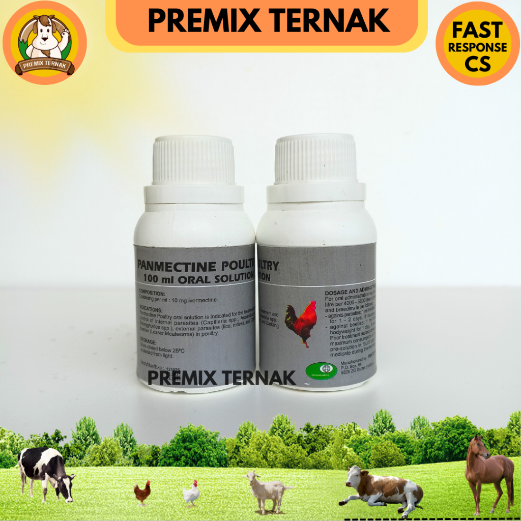 PANMECTIN POULTRY Oral 100ml - Antiparasit oral untuk ayam - Memberantas cacing kutu dll pada ayam - Premixternak