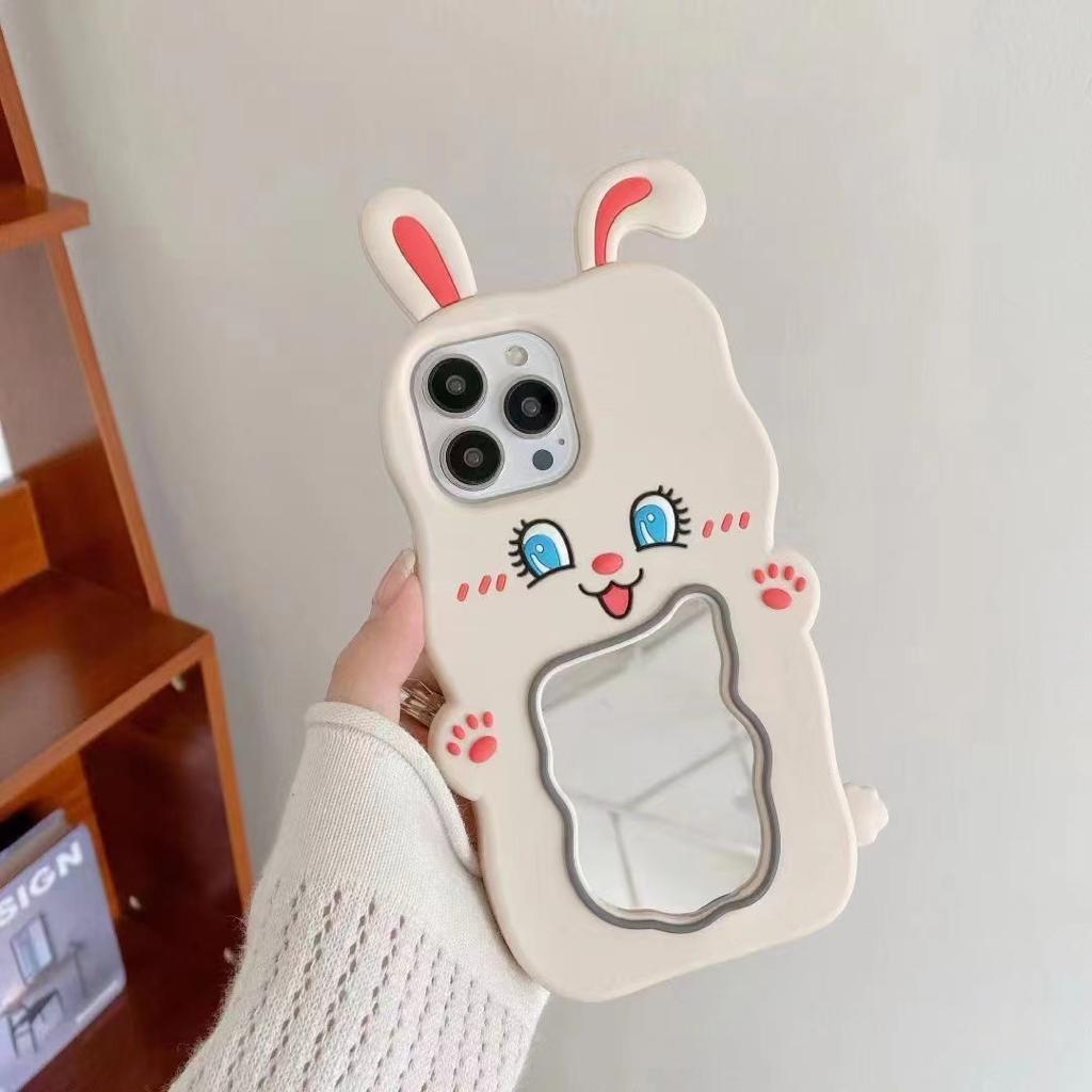 Cute Soft Case Rabbit Mirror Untuk iphone 11 12 13 14