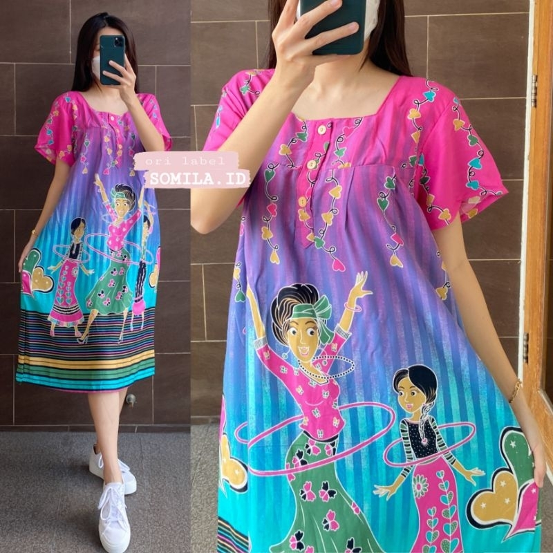 LD 112 JUMBO BIG GROSIR DASTER SOMILA.ID TERBARU BUSUI GEBER HOME DRESS BATIK BU TEJO HULAHULA