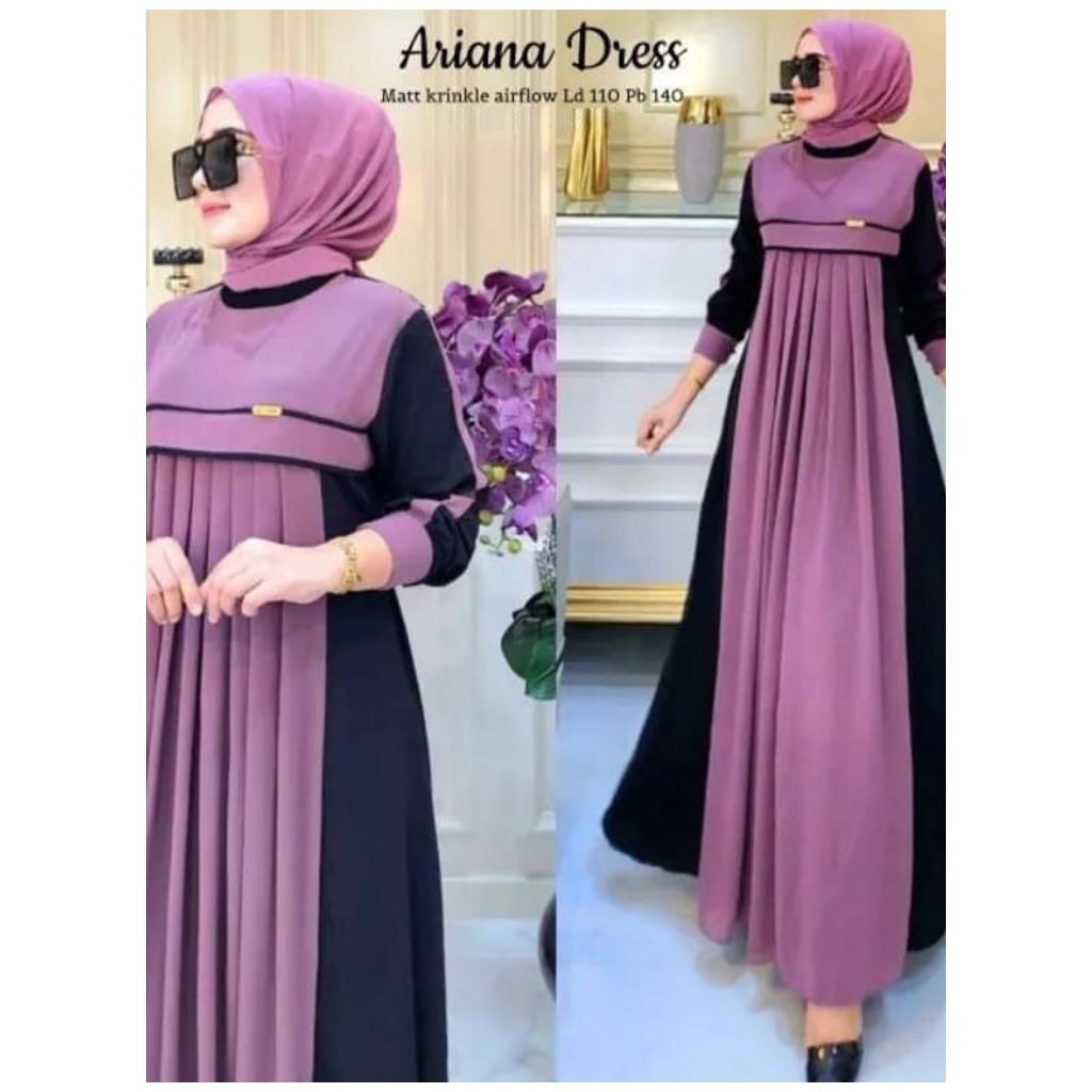 Ariana dress kondangan gamis simple elegan maxi dres muslimah gaun pesta wanita muslim