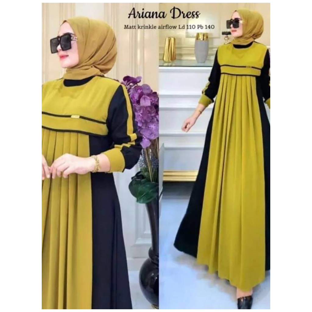 Ariana dress kondangan gamis simple elegan maxi dres muslimah gaun pesta wanita muslim