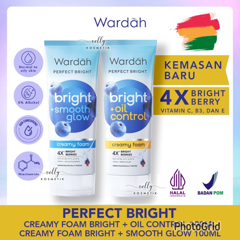 WARDAH PERFECT BRIGHT CREAMY FOAM (SMOOTH GLOW &amp; OIL CONTROL) BRIGHTENING 50 ML