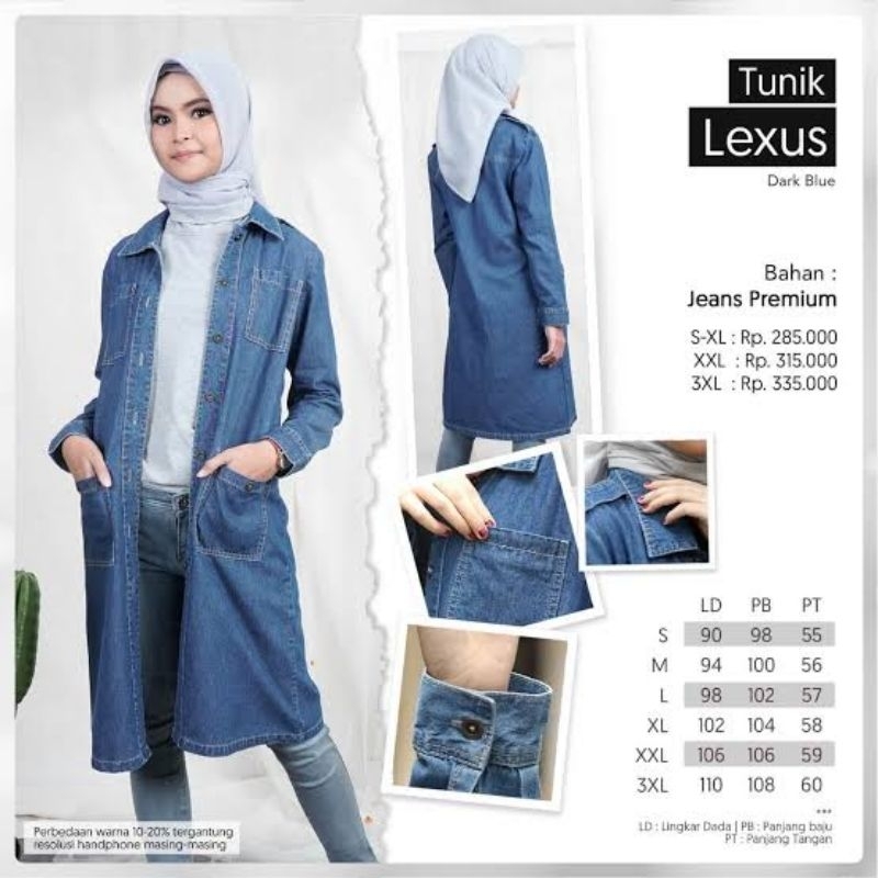 GAMIS TUNIK MUSLIM JEANS MUTIF LEXUS