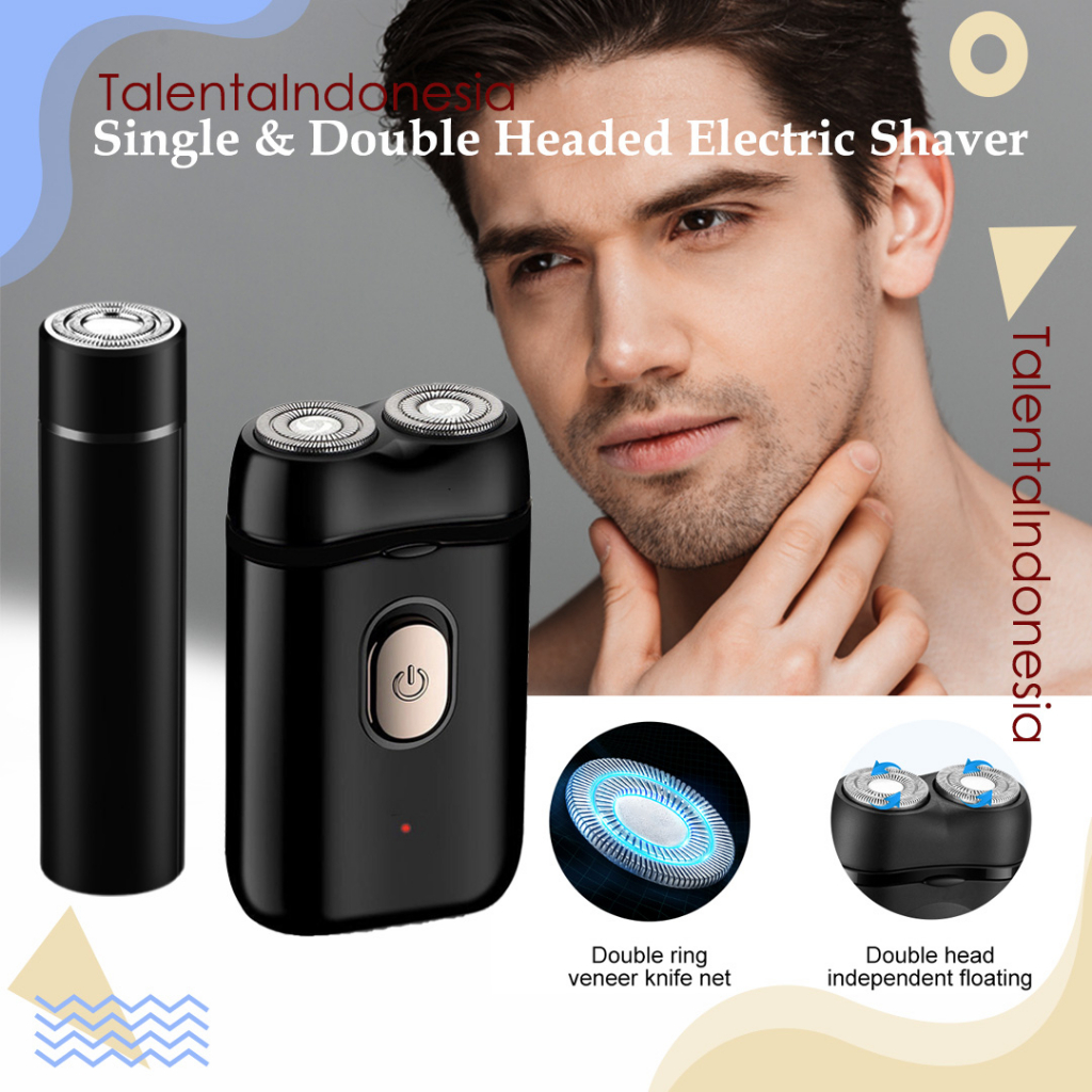 Shaver Elektrik Double Ring Headed Alat Cukur Kumis Jenggot Mini Portable