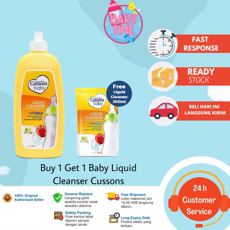 Cussons Baby Liquid Cleanser 450ml free 300ml &amp; 300+100ml / Sabun cuci botol bayi