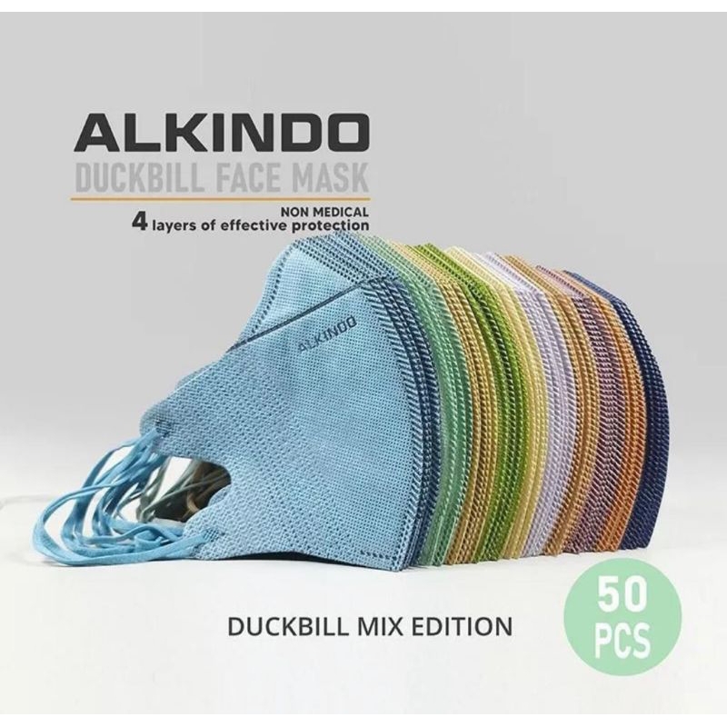 Masker Duckbil / Duckbill 4 Ply Alkindo Warna Mix soft 50pcs