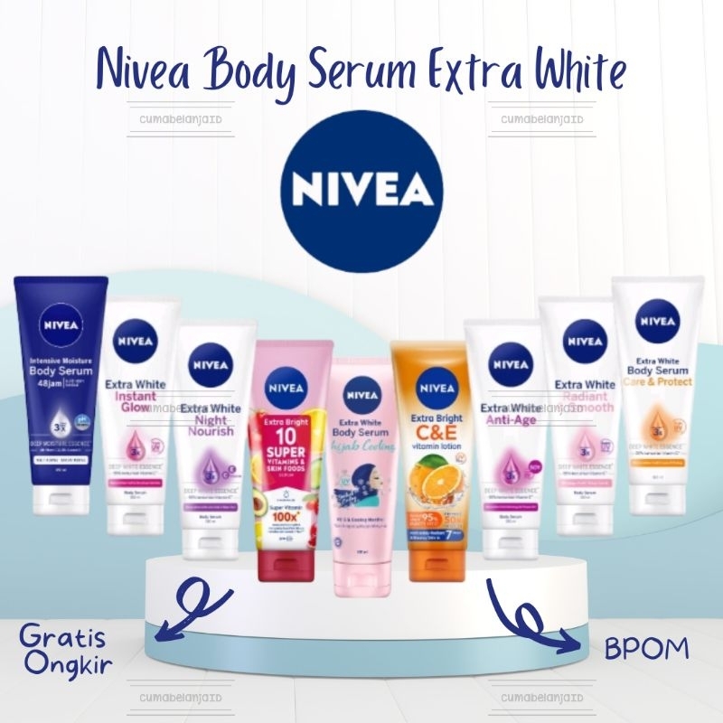[HOT PROMO] NIVEA Body Serum Extra White 180mL 320mL | 10 Super Vitamin Collagen Protect | Extra Bri