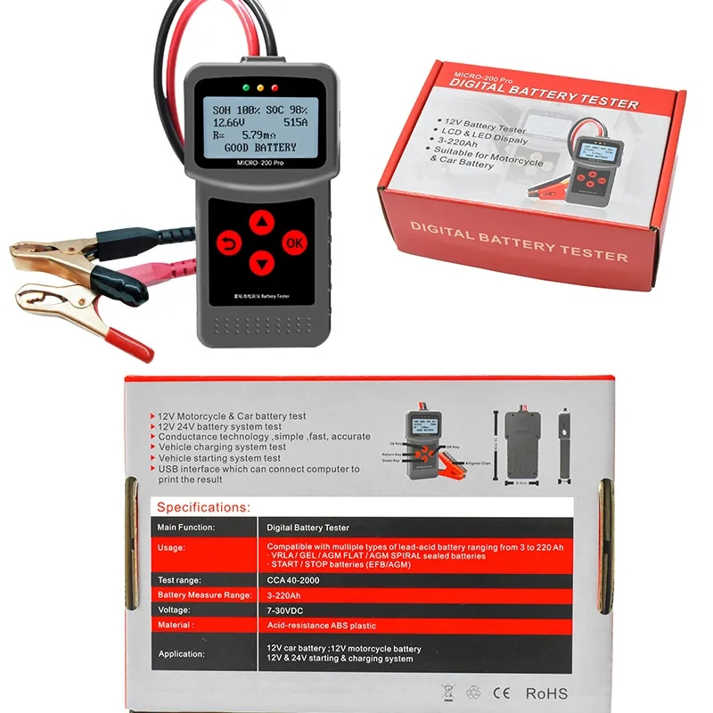 Alat Test Aki Digital Battery Tester Lancol Micro-200 Pro Motor Mobil Truk Cek Baterai Analyzer Capit Clamp