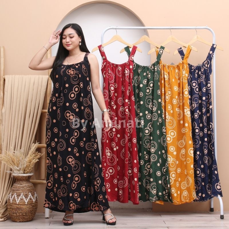Daster Longdres  Kekinian Busui Jumbo Daster Ibu Muda Big Size Yukensi Tanpa Lengan Tali Satu Ld 135