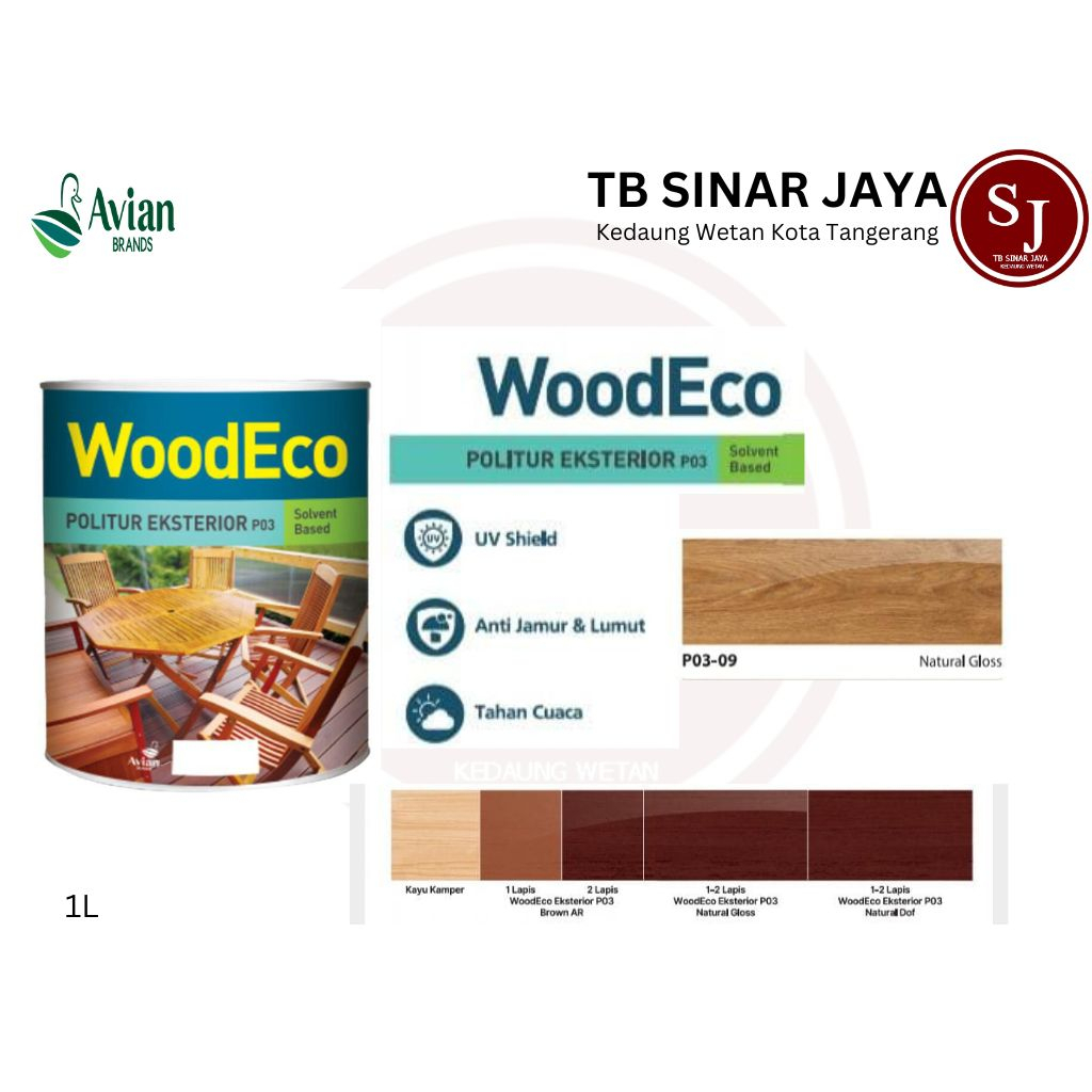 WOODECO / WOOD ECO POLITUR EKSTERIOR VERNIS PERNIS KAYU 1L P03 - 09 NATURAL GLOSS