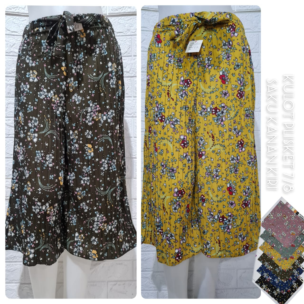 Sinayah olshop | Celana kulot wanita 7/8 motif bunga anggrek | celana santai wanita bahan voxy BB 45