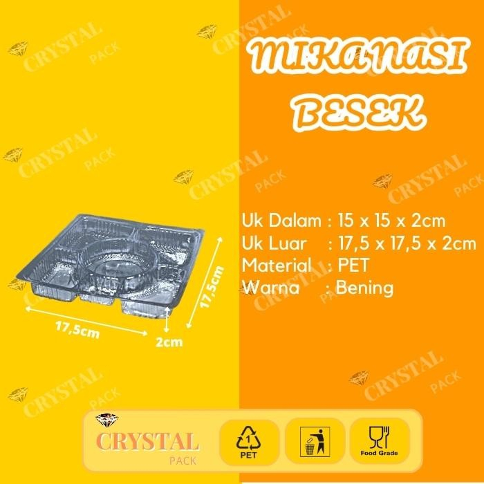 1 Dus Mika Nasi Besek Bening Mika Tray Sekat Nasi Kotak Besek