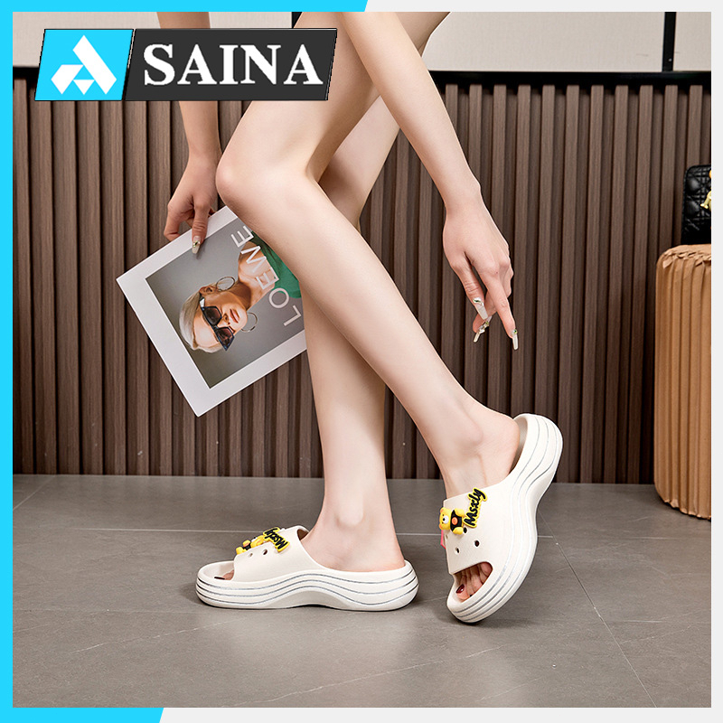 Sandal Wanita Wedges Import 2023 Sandal Fuji Jelly Jibbitz Baim Selop Rumah Karet Empuk Platform Tebal Anti Slip Eva