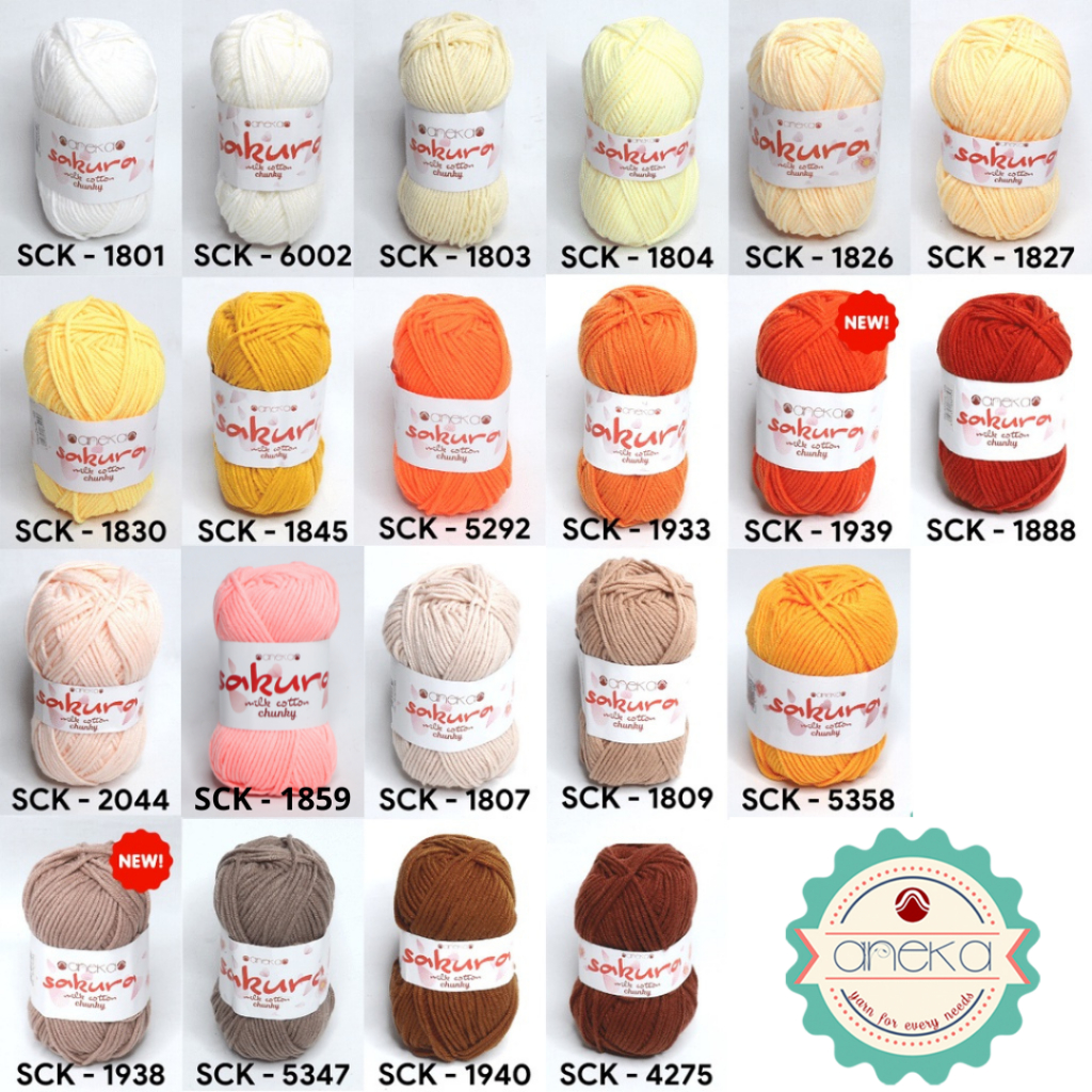 KATALOG - Benang Rajut Katun Susu Sakura Milk Cotton Chunky PART 1