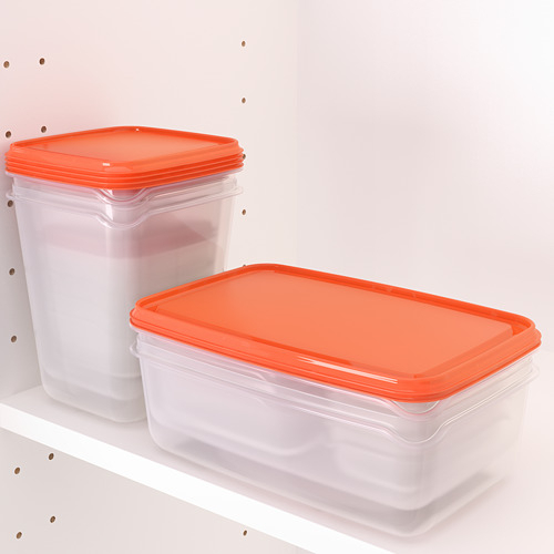 PRTA Tempat makanan, set isi 17, transparan hijau / oranye