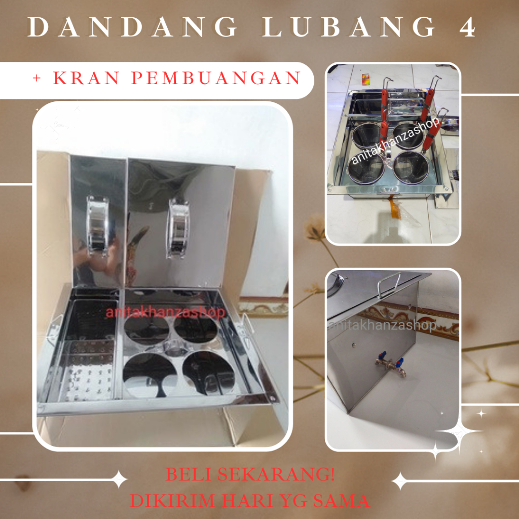Dandang Tong mie ayam kotak 4 lubang mie kocok stainles steel