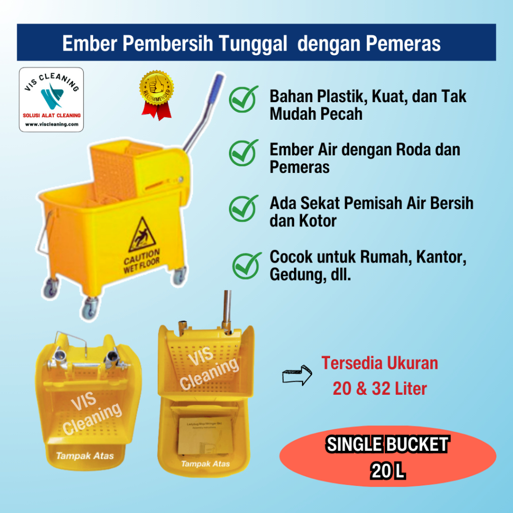 Single Bucket Mop Wringer 20 L (Ember dengan Pemeras )