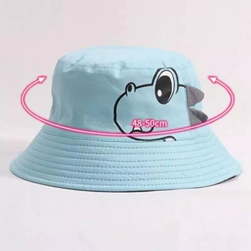 Topi Bucket Anak Bayi Tali Sablon Bordir Motif  Tirex Laki Perempuan Cewe Cowo Usia 2-6 Tahun |Fashion