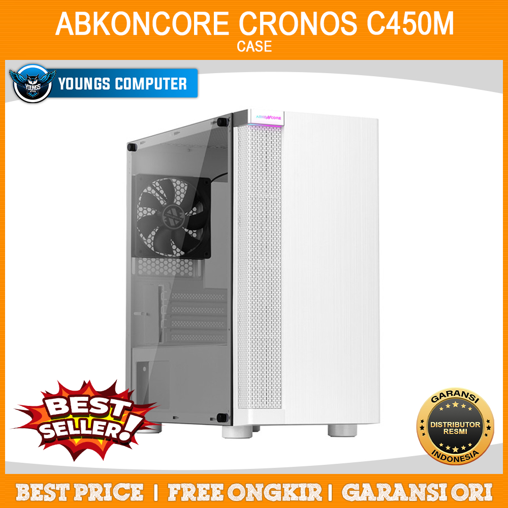 Case Abkoncore Cronos C450M White (1 Fan) Casing Komputer Putih 450M
