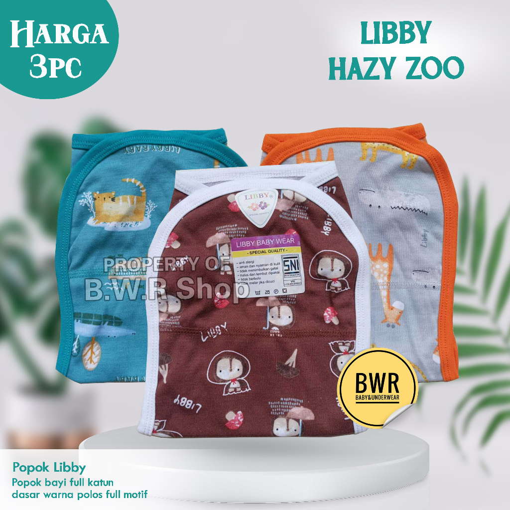 [ 3pc ] Popok Tali LIBBY Motif Terbaru / Polos Warna | Perlengkapan Bayi Baru Lahir / Newborn | Bwr