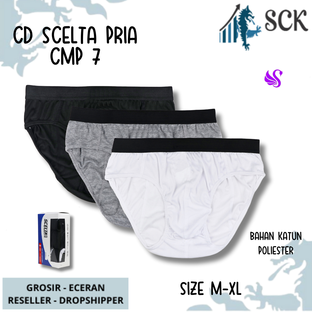 [ISI 3] CD Pria Scelta COW7 / Celana Dalam Cowok CD Laki Scelta - sckmenwear GROSIR