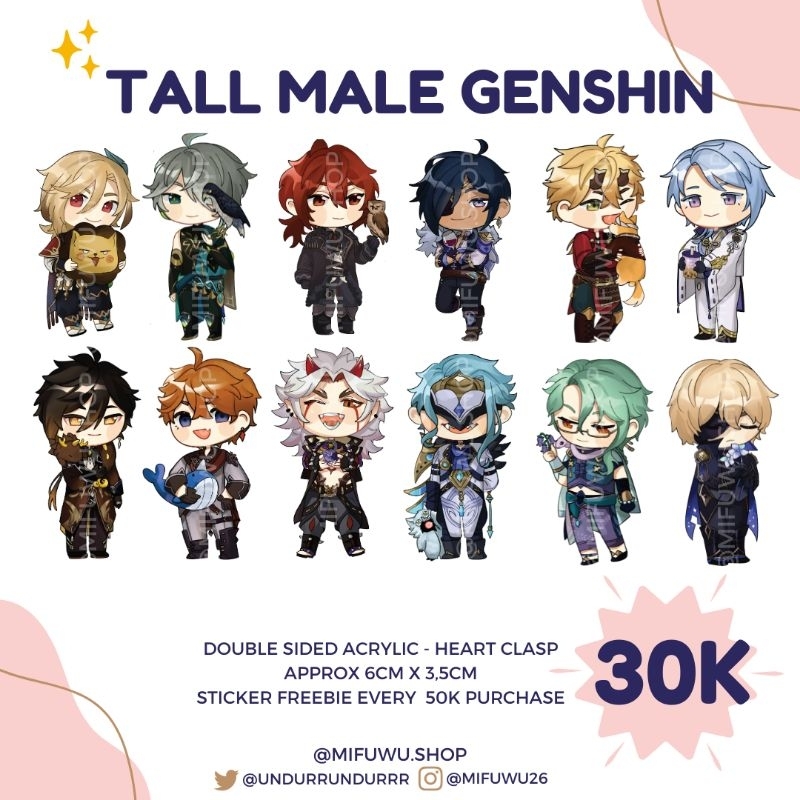Genshin Acrylic Keychain &  Standee Kaveh Alhaitham Diluc Kaeya Thoma Ayato Zhongli Childe Itto Dott
