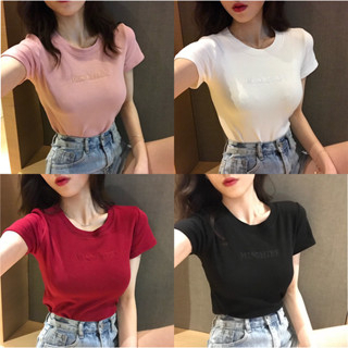 GO!BJ1138 Baju Atasan Kaos korean Wanita Sexy Lengan Pendek Wanita Kekinian Fashion