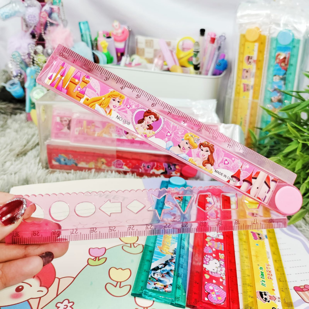 Penggaris Lipat KARTUN 30 cm ready 4 Warna / Mistar Lipat Harga Murah helo kity princess Lengkap Peralatan Alat Tulis Sekolah Anak Terlaris Kualitas Terbaik bisa COD