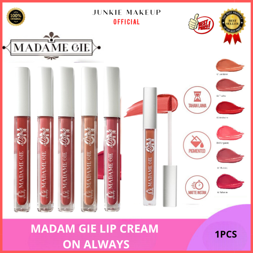 Madam Gie Lip Matte/ Lipstik Mate Murah HALAL & BPOM Madame Gie Lip Cream Always On Matte -  Madam G