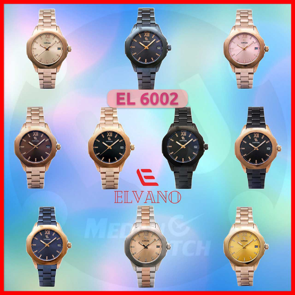 Jam Tangan Wanita Analog Elvano 6002 Original Garansi Resmi