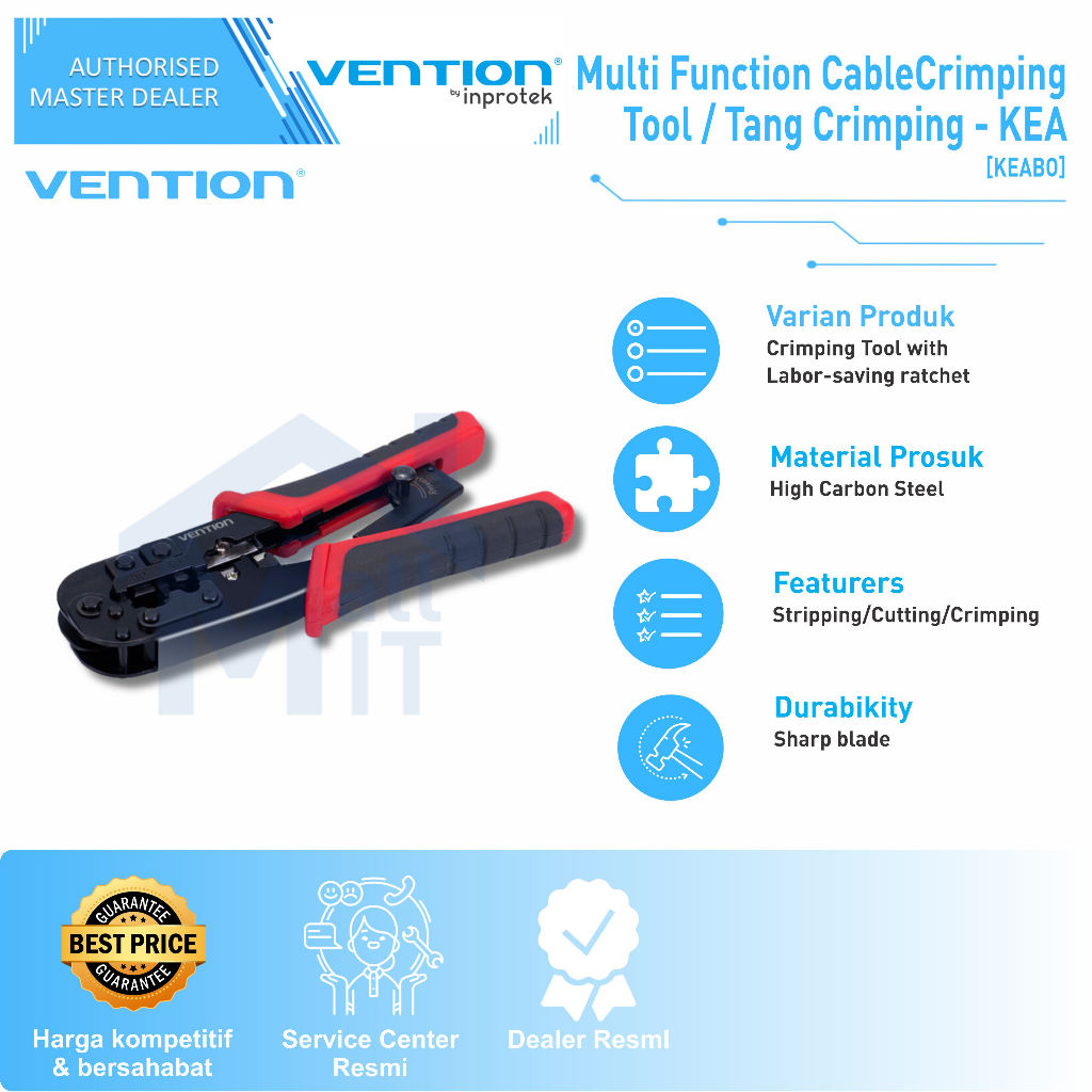 (Bisa Cod)Vention Multi Function Cable Crimping Tool Tang Crimping CAT6 CAT5e KEA