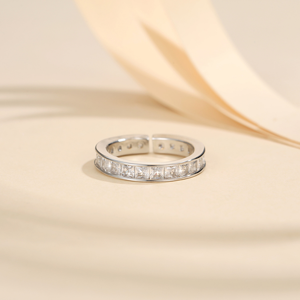 Y080 【Barang spot】Cincin Wanita Korea Anti Karat Kristal Zirkon Simple Fashion Adjustable Size Cincin