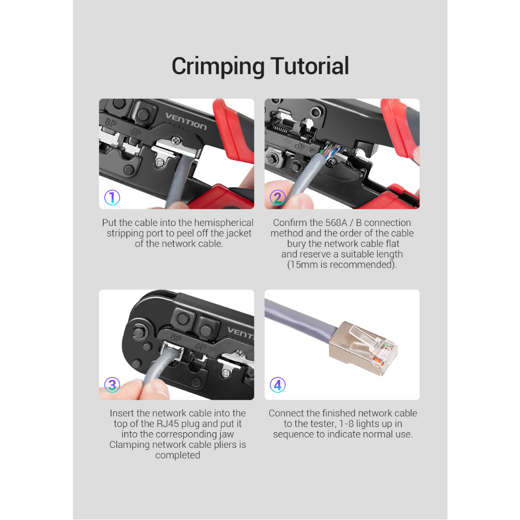 (Bisa Cod)Vention Multi Function Cable Crimping Tool Tang Crimping CAT6 CAT5e KEA