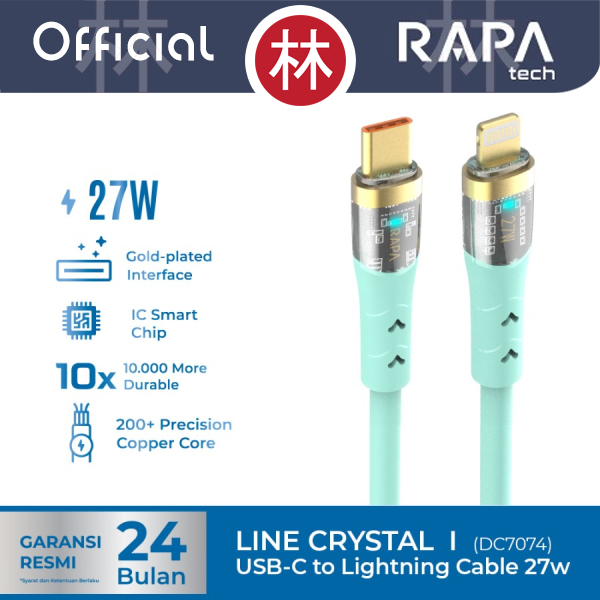 RAPAtech DC7074 - LINE CRYSTAL I - USB-C to Lightning Data Cable 27W