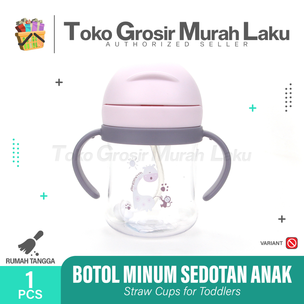 BOTOL AIR MINUM SEDOTAN ANAK LUCU MOTIF ANIMAL 250ML BPA FREE