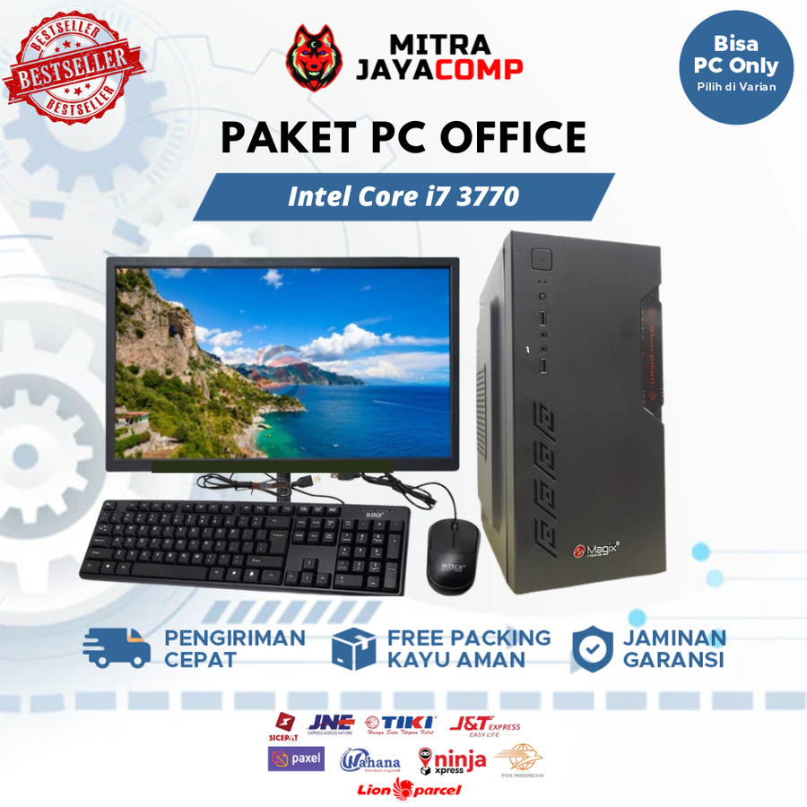 1 set PC Rakitan Fullset Core i7 3770 Ram 8GB SSD 120GB HDD 500GB + Monitor 19 Inch Siap Pakai