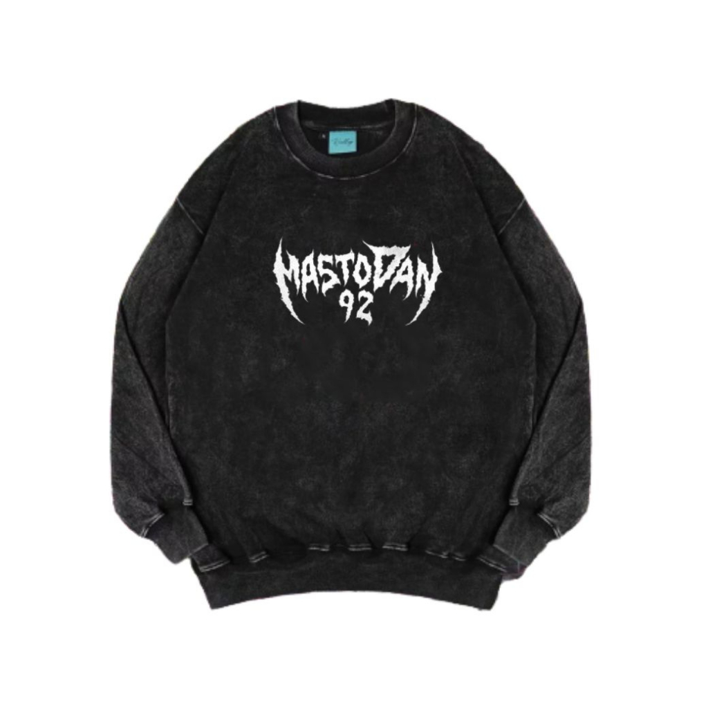 Cn #66 Sweater Crewneck Washed Black Sandwosh Motif Litle Text Metal Indonesia Terlaris Dan Populer