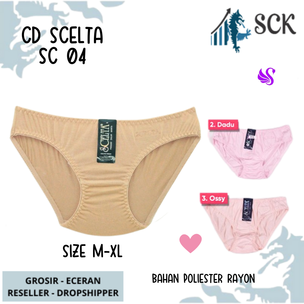 [ISI 3] Celana Dalam Scelta 04 Halus / CD Ukuran M-XL Bahan Katun / Pakaian Dalam Wanita Aneka Warna Grosir - sckmenwear GROSIR