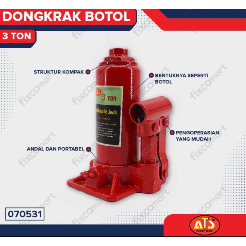 Dongkrak hidrolik mobil 3ton Ats model botol