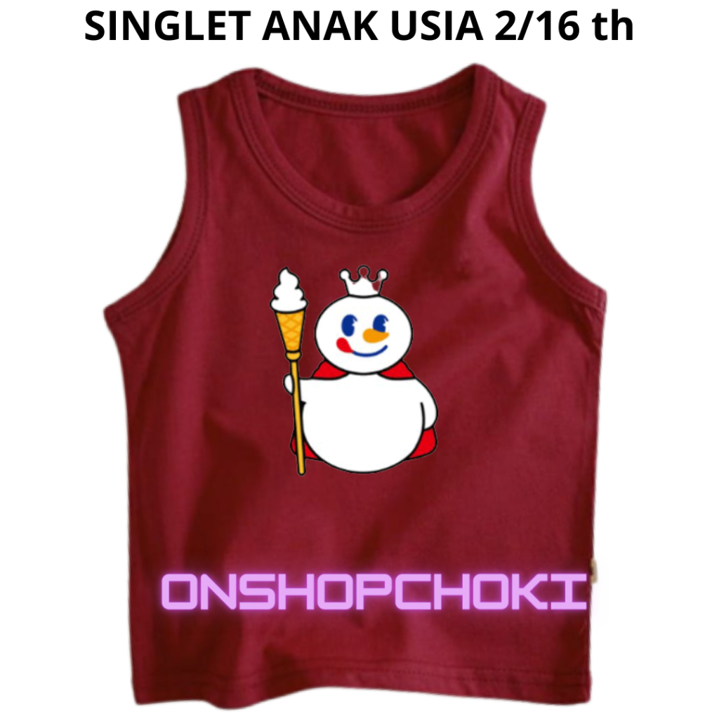 Singlet Anak Unisex Ideal Gambar MIXUE Usia 2-16th Singlet Anak Anak Pakaian Anak Laki Laki Perempuan