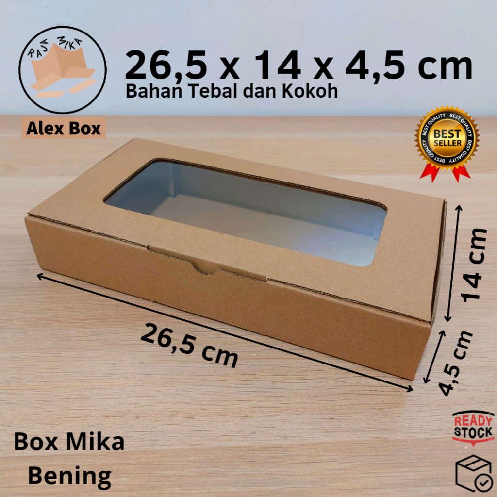 

Kardus Mika 26,5 x 14 x 4,5 cm... model diecut, untuk kue hampers dll
