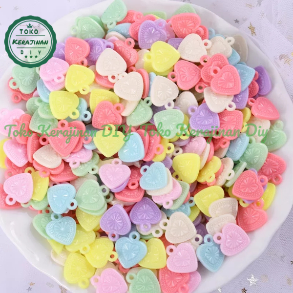 24 Pcs Manik Mote Liontin love Pastel