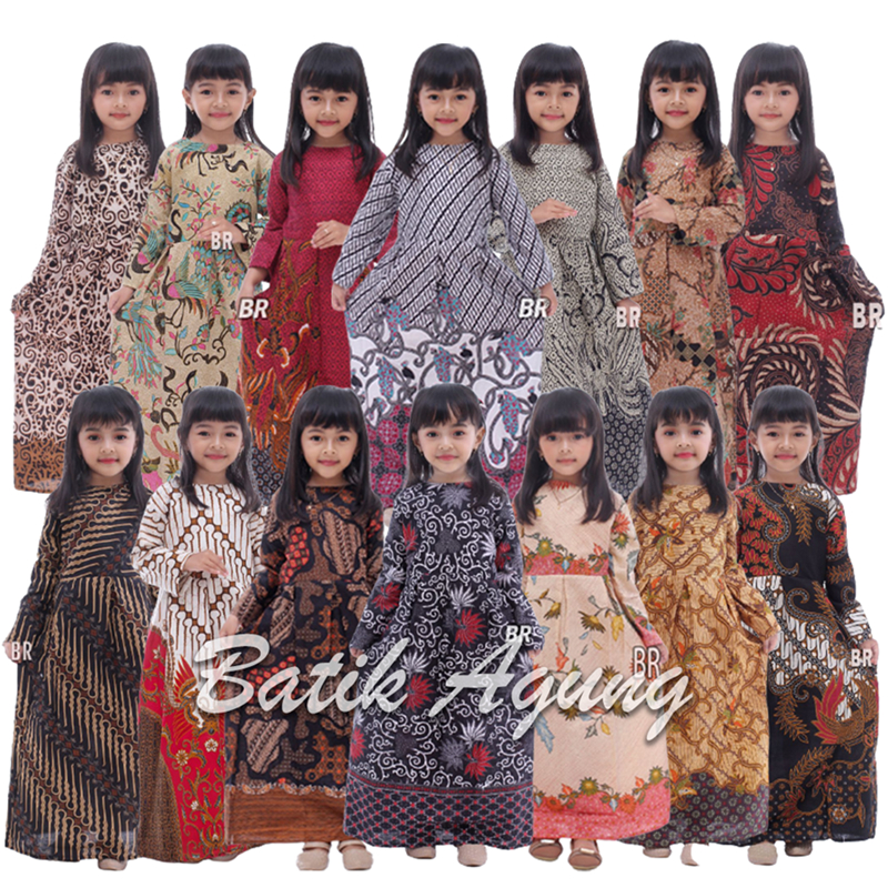 Baju Gamis Batik Anak Perempuan Umur 2-11 Tahun Modern / Dress Batik Kondangan Pesta Anak Cewek Lucu