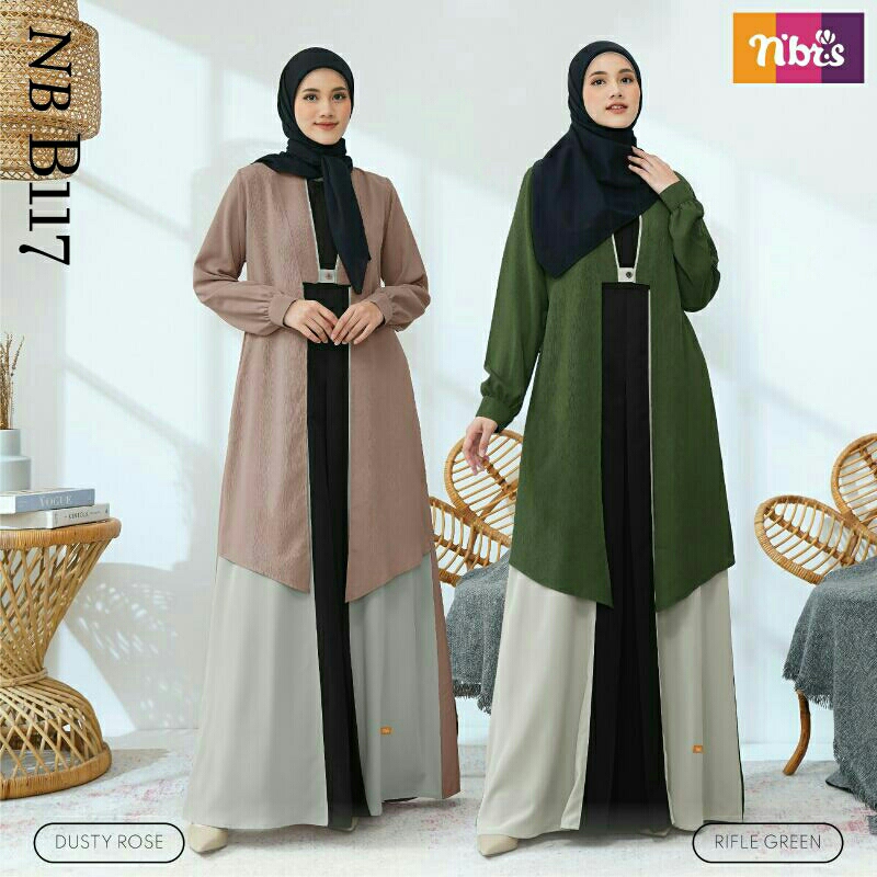 GAMIS KATUN WANITA NB B117 ORIGINAL NIBRAS FASHION DRESS BAJU BUSANA MUSLIM DEWASA BUSUI BAHAN COTTO