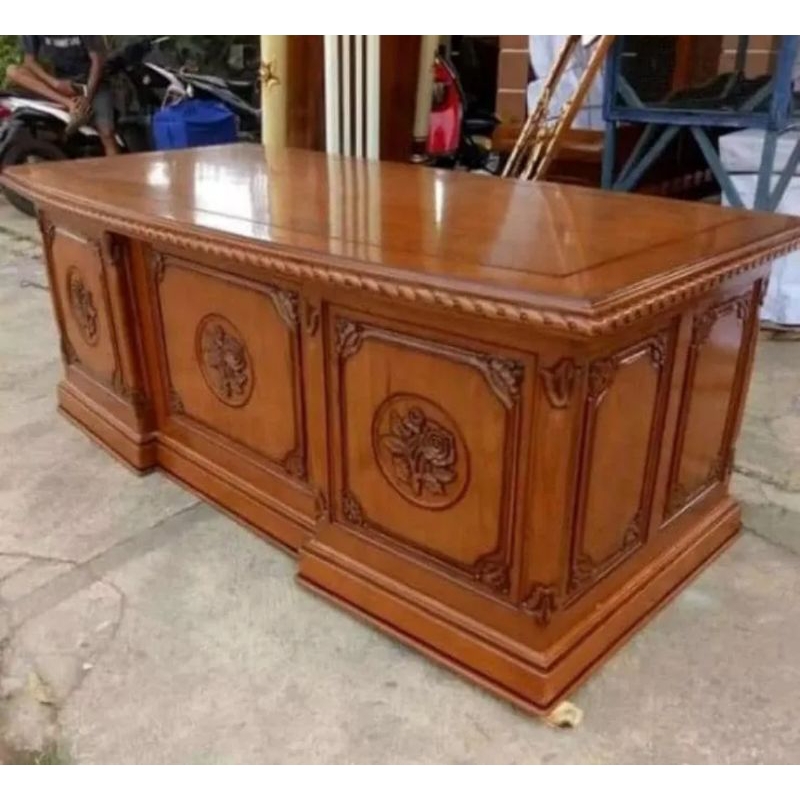 meja kantor ukir jepara/meja jati/meja kantor/meja tulis