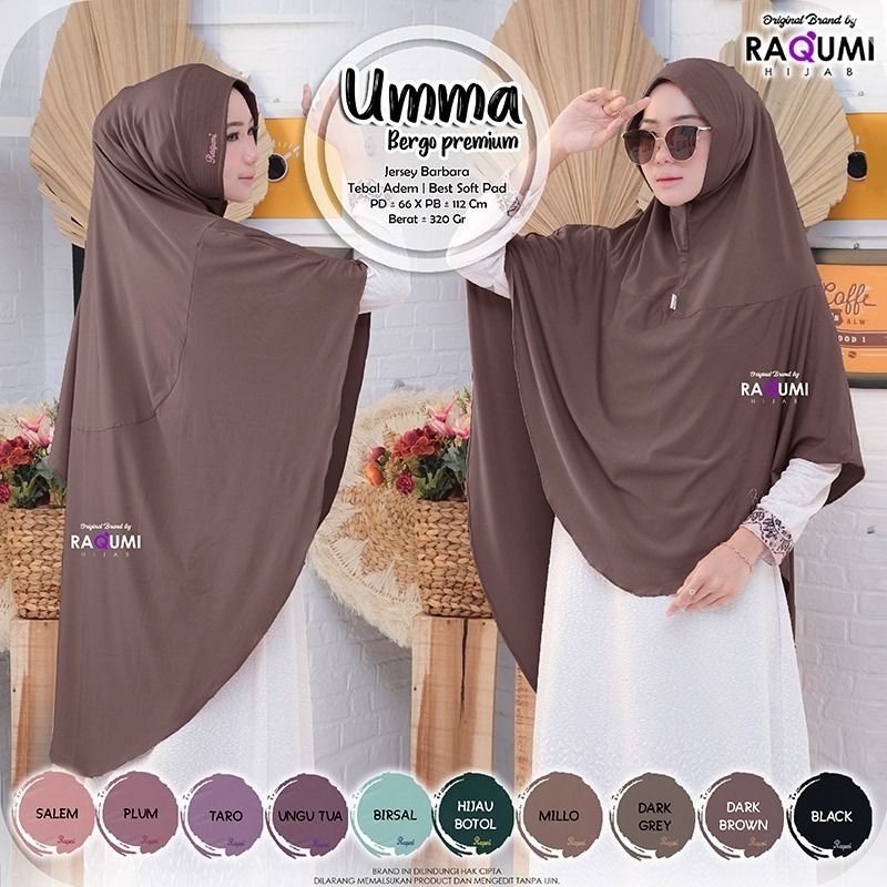 UMMA RAQUMI DAILY BERGO SYARI BERGO UMROH PREMIUM HIJAB JILBAB UMROH HIJAB SYARI salma salem soraya 