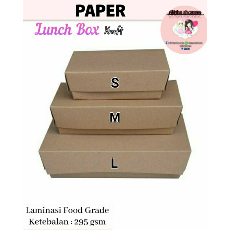 Paper Lunch Box S  .  Paper Lunch Box Laminasi Foodgrade harga Ecer